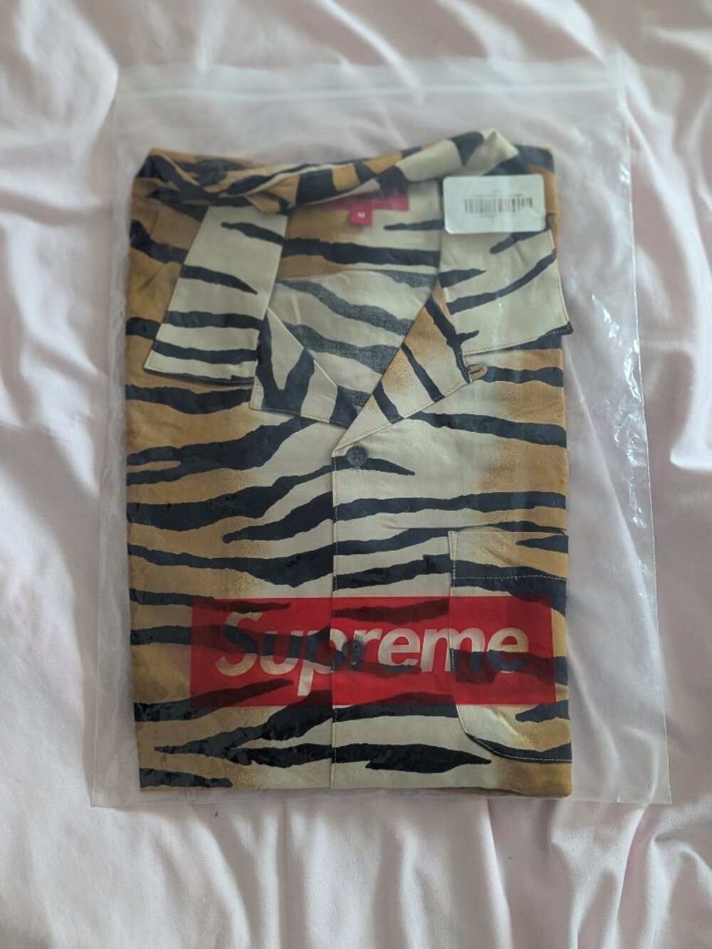 Supreme Yellow Tiger Stripe Rayon Shirt Size M